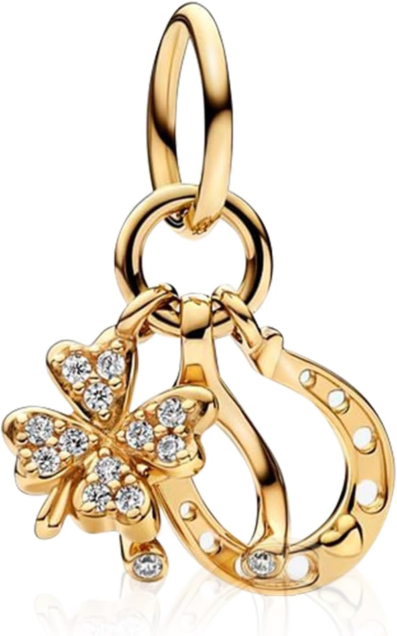 YUMINN 925 Sterling Silver Charms for Bracelets Gold Love and Heart Charms Cherry Blossom Dangle Beads Jewelry for Women - Image 1
